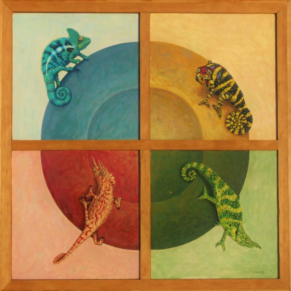 Chameleons 21" x 21" Acrylic on panel